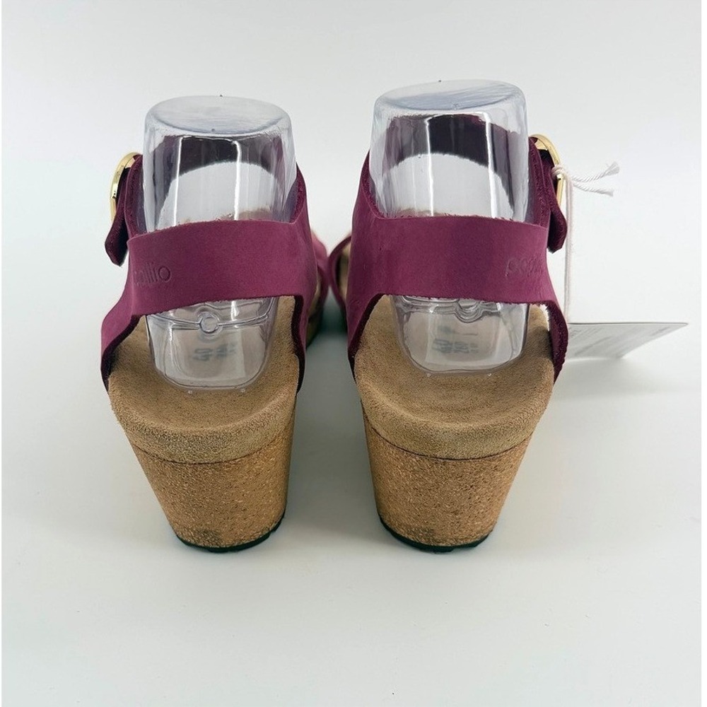 Papillio Birkenstock Namika Fuchsia Nubuck Leather Wedge Sandals Gold Buckle 40 - Picture 3 of 8